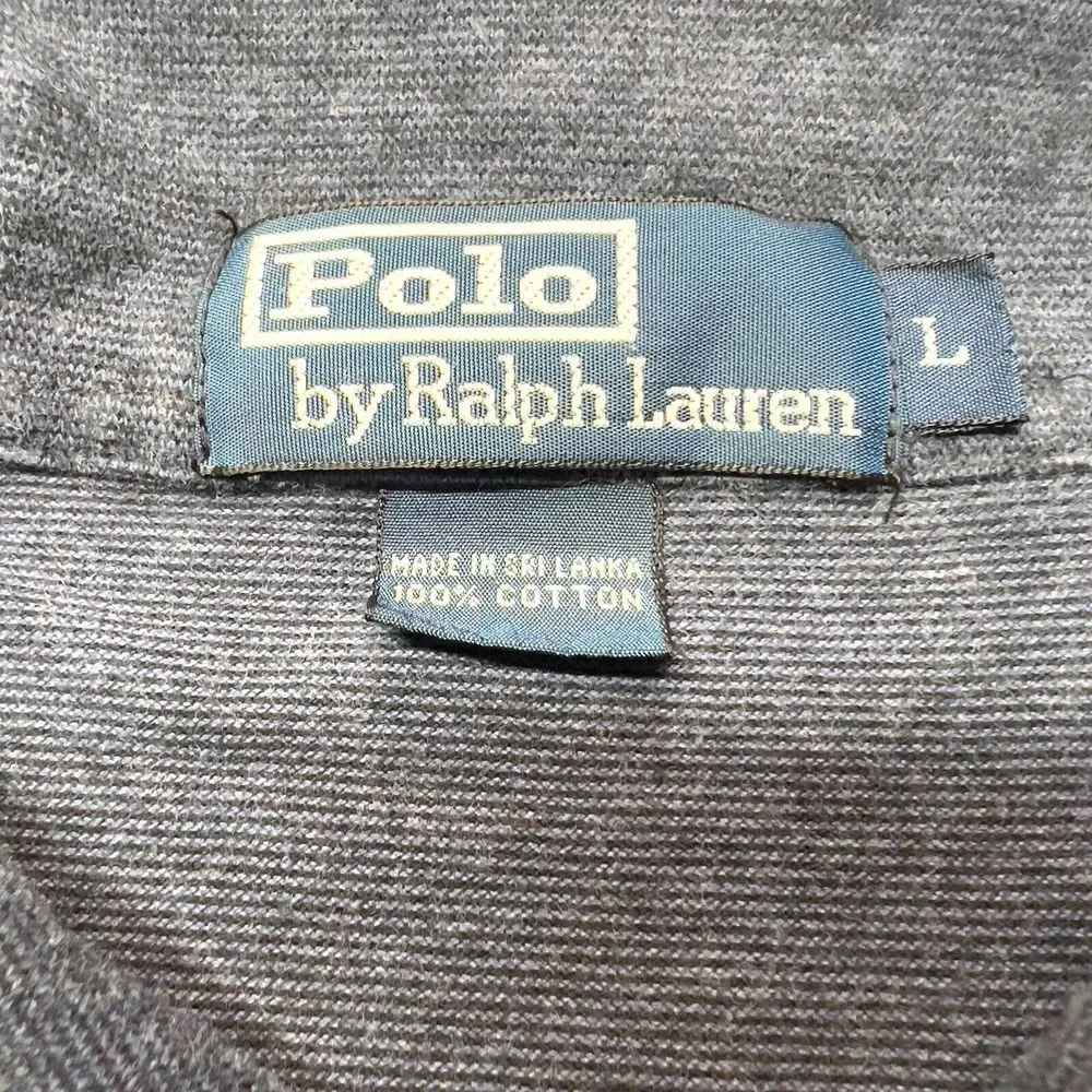 Polo Ralph Lauren Shirt Mens Large Navy Heathered Long‎ Sleeve Soft Knit Polo